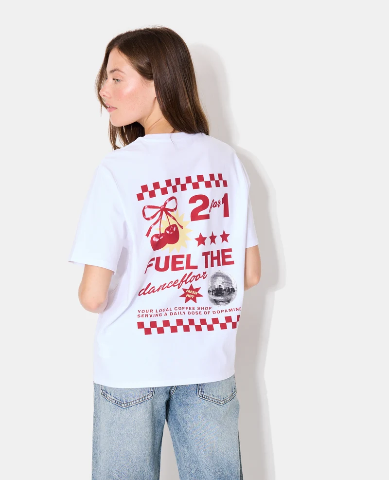T-shirt oversize avec print poitrine et dos