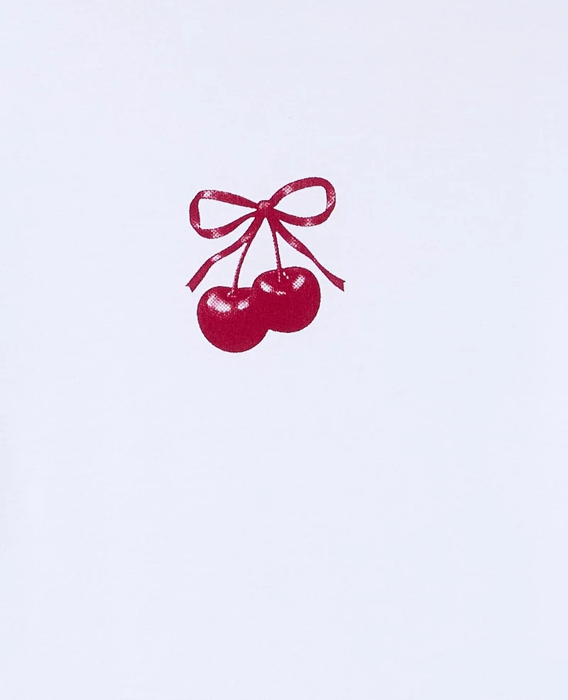 T-shirt ajusté avec print cerises et nœud