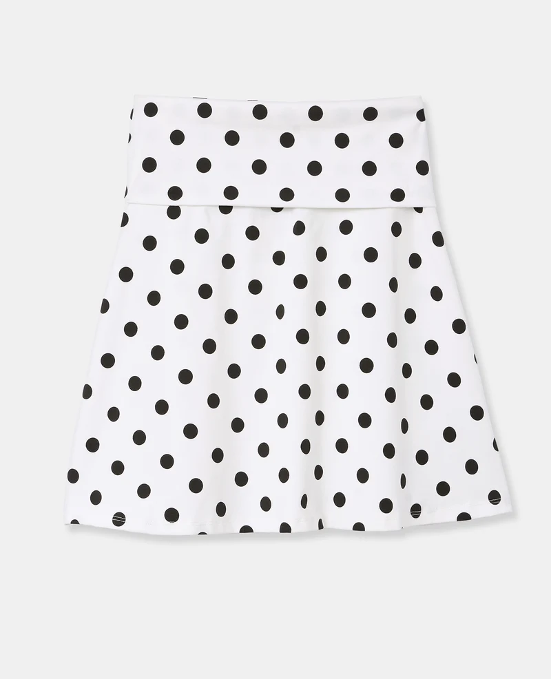 Jupe trapèze en maille motif pois