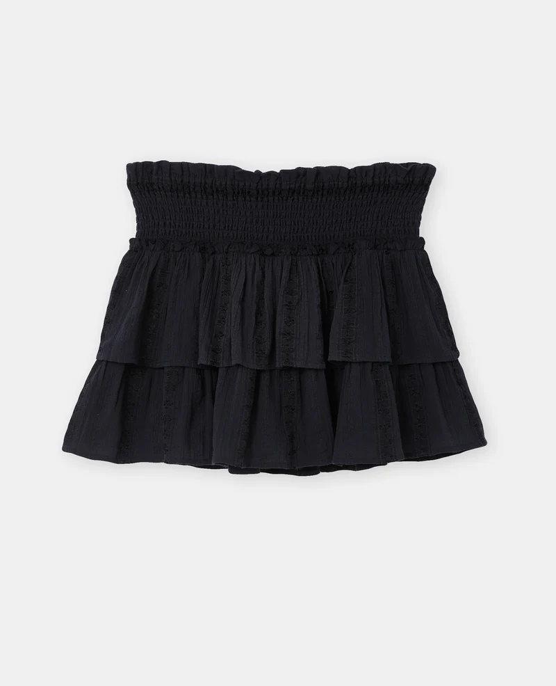 Jupe-short avec volants et broderies
