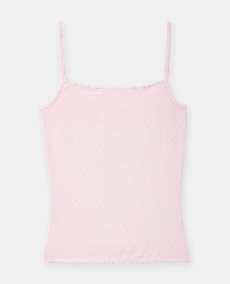 Haut de pyjama à bretelles en maille pointelle