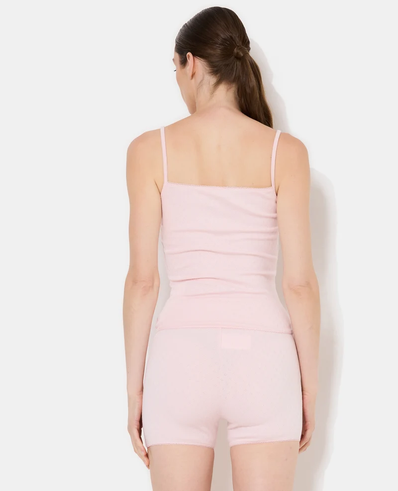 Haut de pyjama à bretelles en maille pointelle