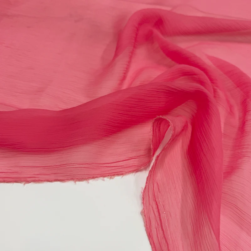 Tissu Mousseline Crinkle, Soie - Orangine