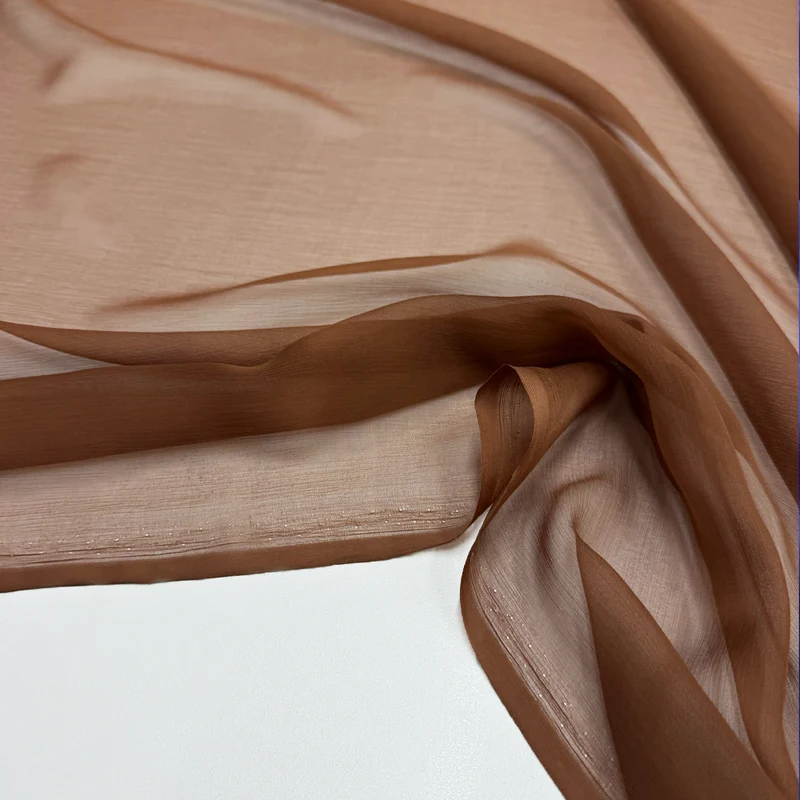 Tissu Mousseline Crinkle, Soie - Orangine