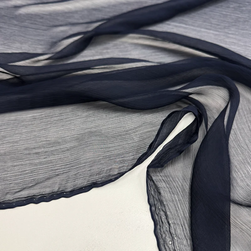 Tissu Mousseline Crinkle, Soie - Orangine