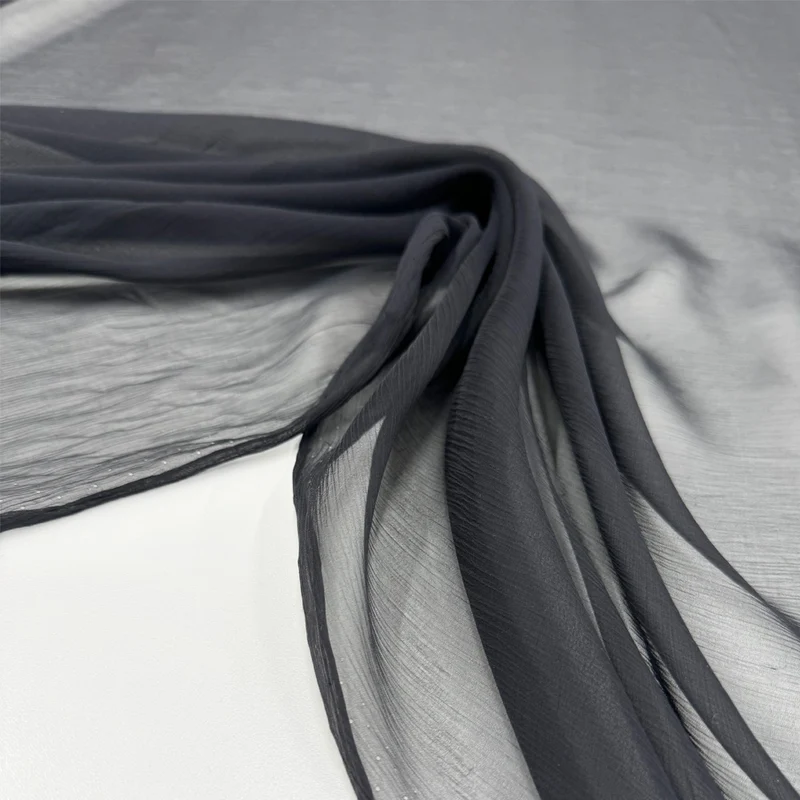 Tissu Mousseline Crinkle, Soie - Orangine