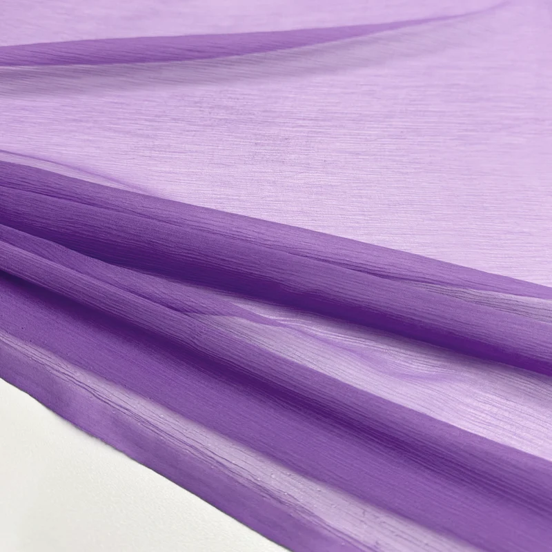 Tissu Mousseline Crinkle, Soie - Orangine