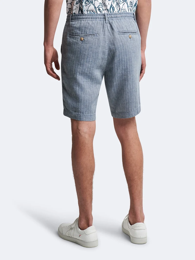 Bermuda en coton - lin faux uni