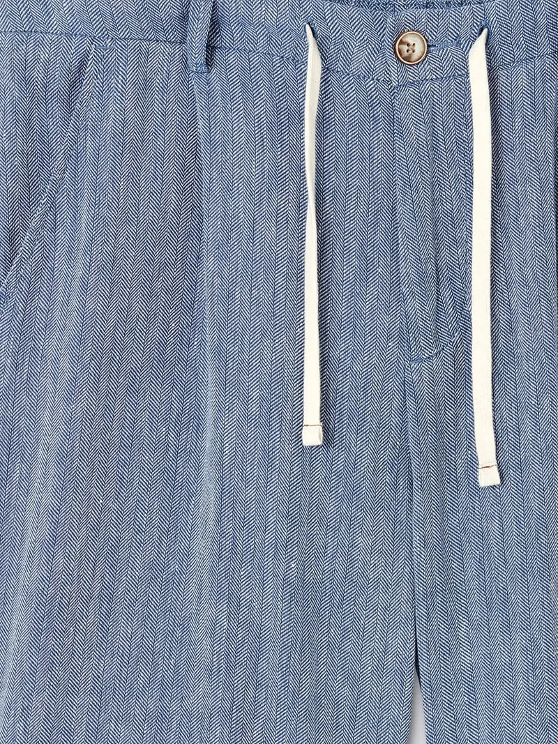 Bermuda en coton - lin faux uni