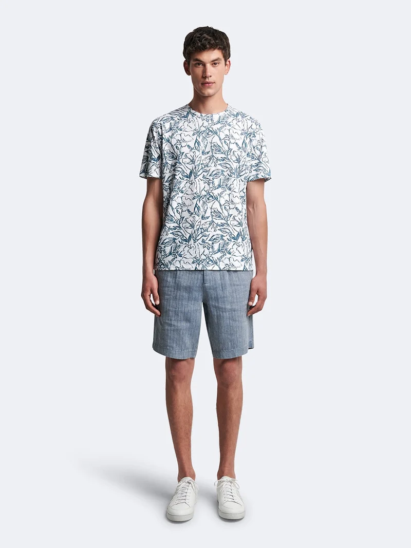 Bermuda en coton - lin faux uni