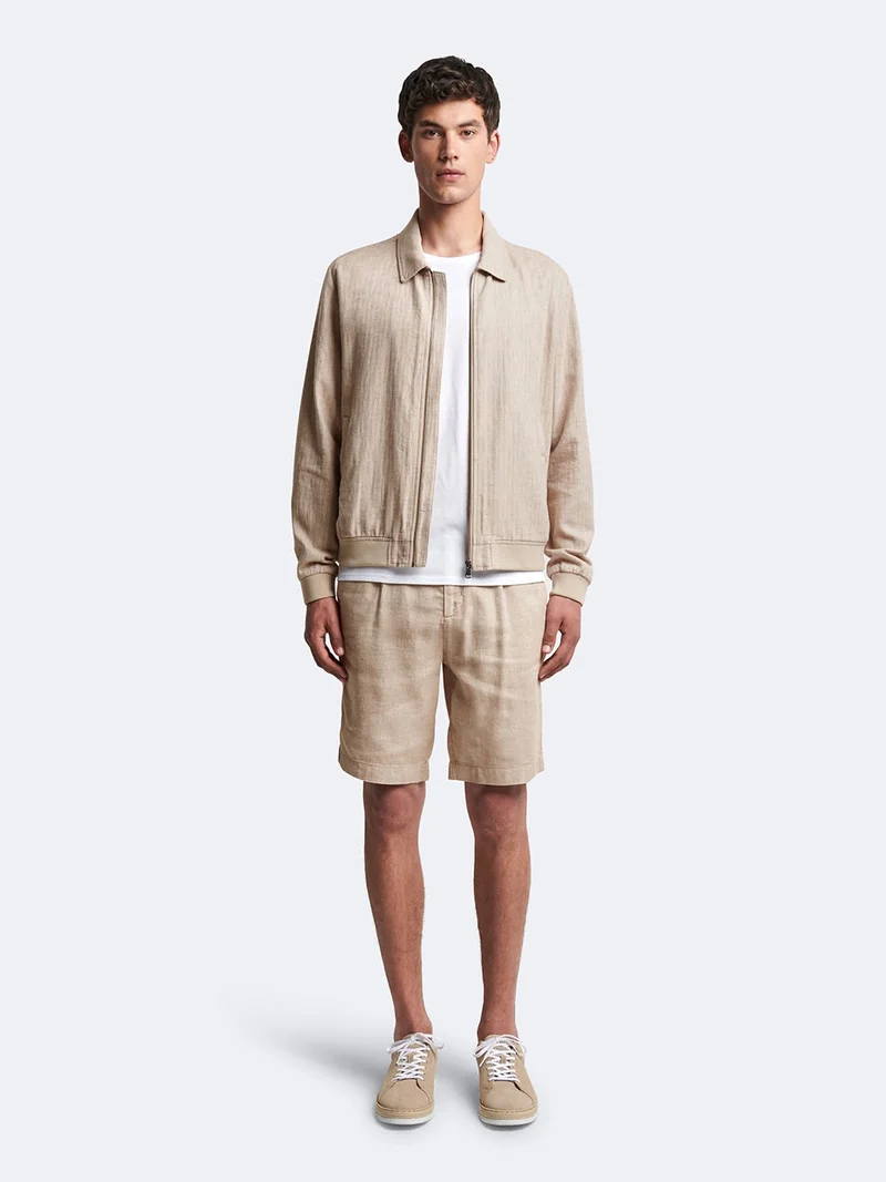 Bermuda en coton - lin faux uni