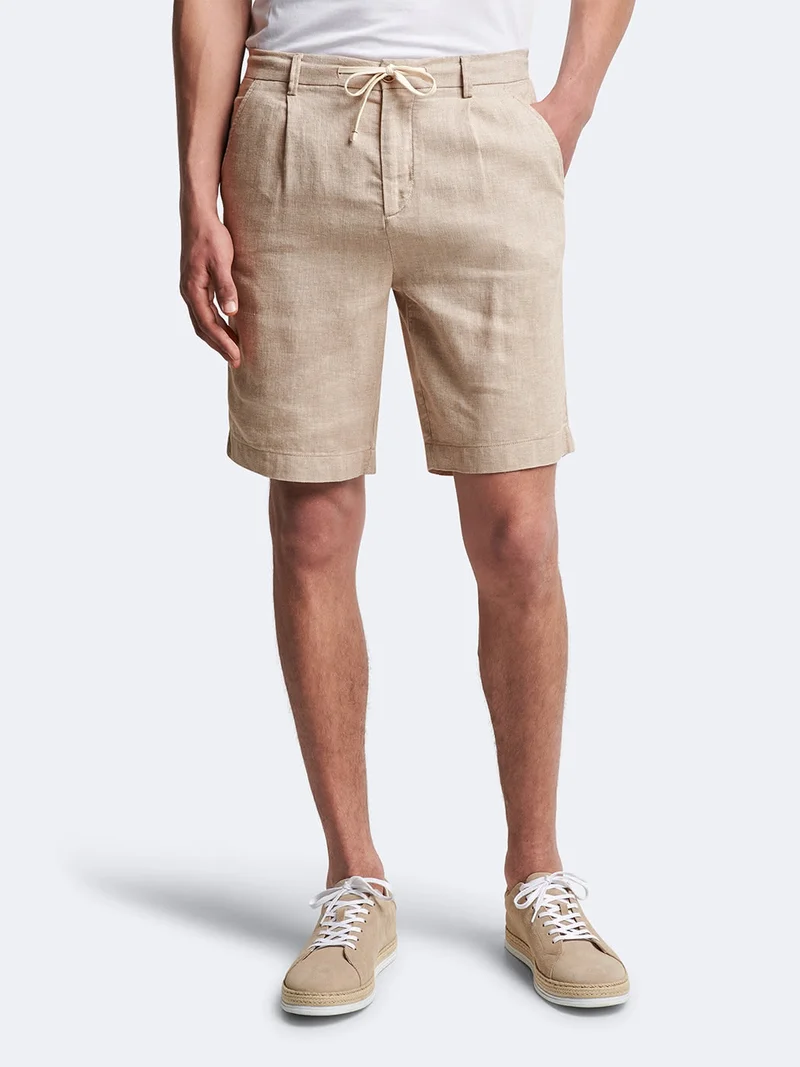 Bermuda en coton - lin faux uni