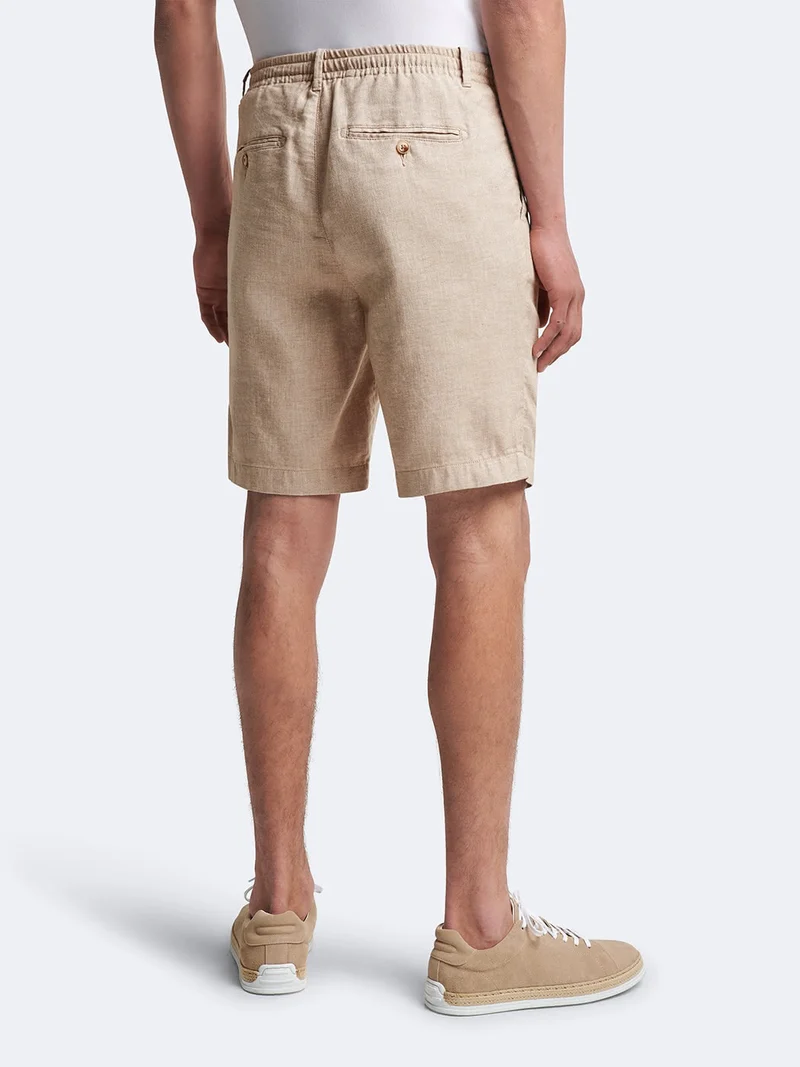 Bermuda en coton - lin faux uni
