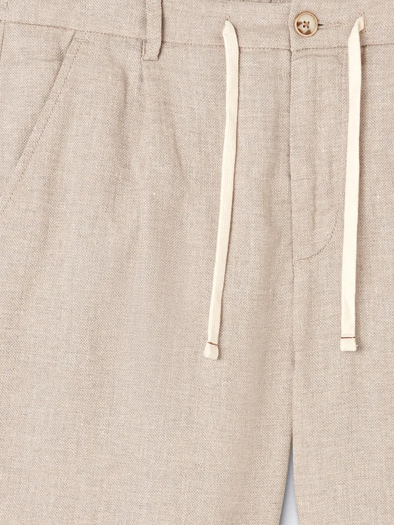 Bermuda en coton - lin faux uni
