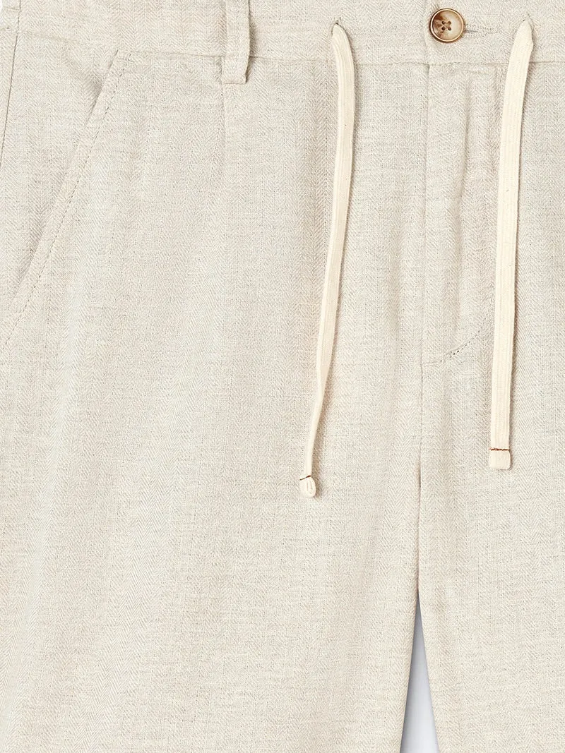 Bermuda en coton - lin faux uni