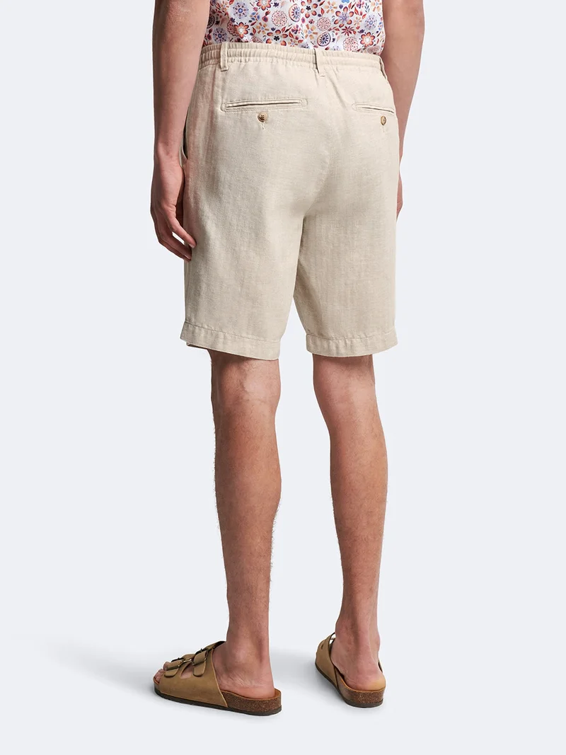 Bermuda en coton - lin faux uni