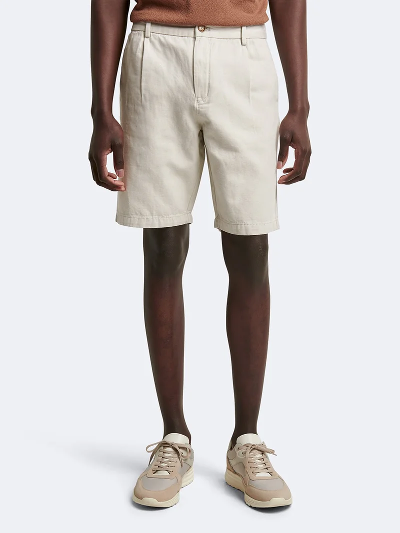 Bermuda en coton - lin faux uni