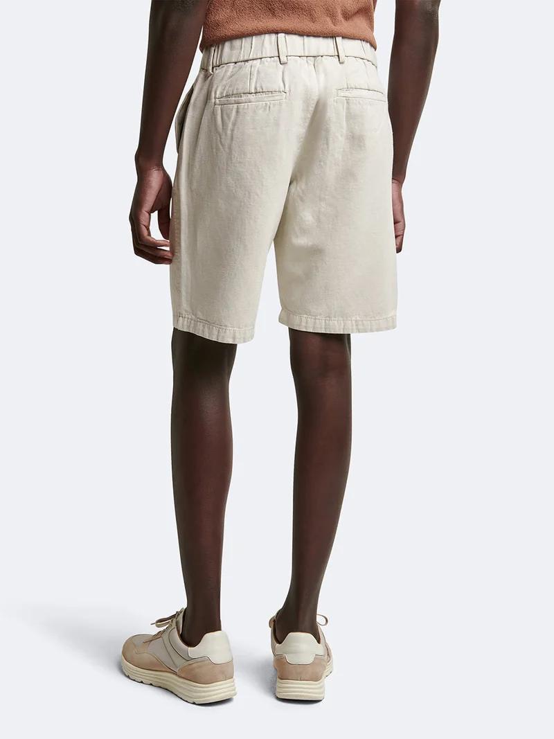 Bermuda en coton - lin faux uni