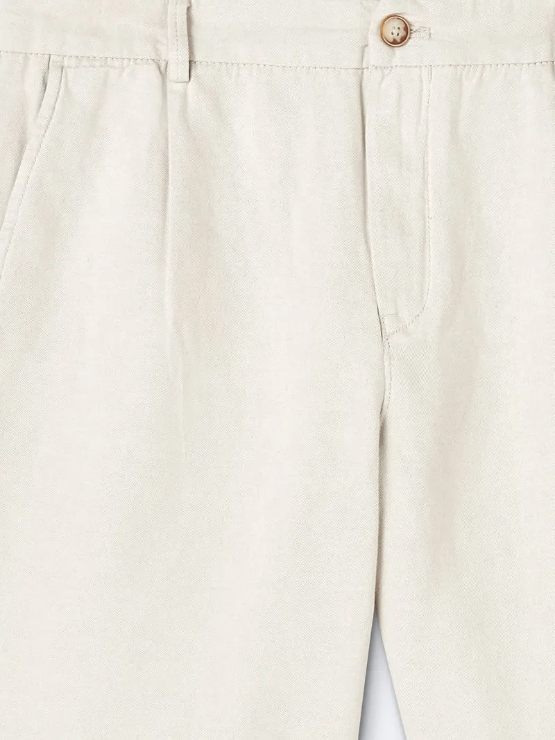 Bermuda en coton - lin faux uni