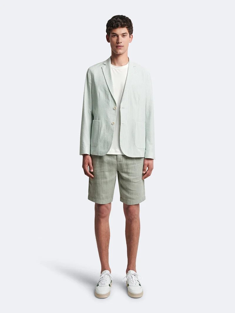 Bermuda en coton - lin faux uni