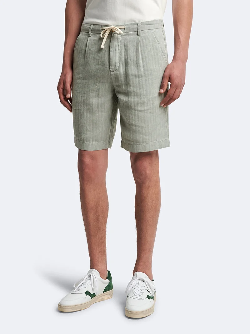 Bermuda en coton - lin faux uni