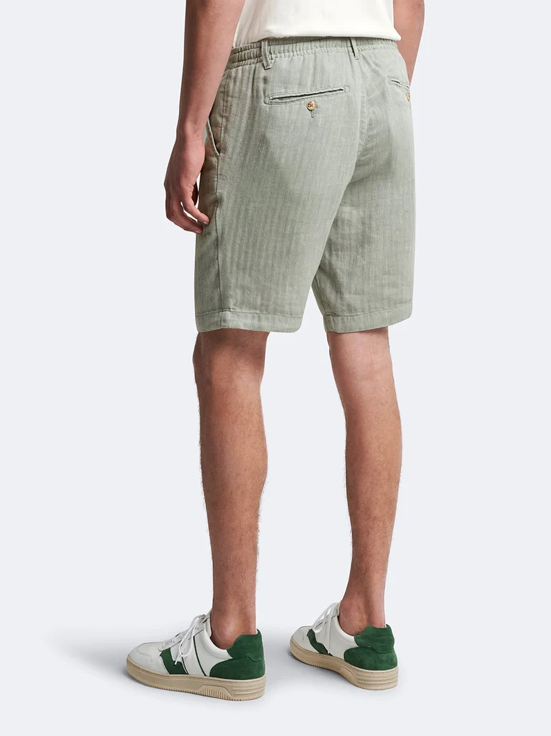 Bermuda en coton - lin faux uni
