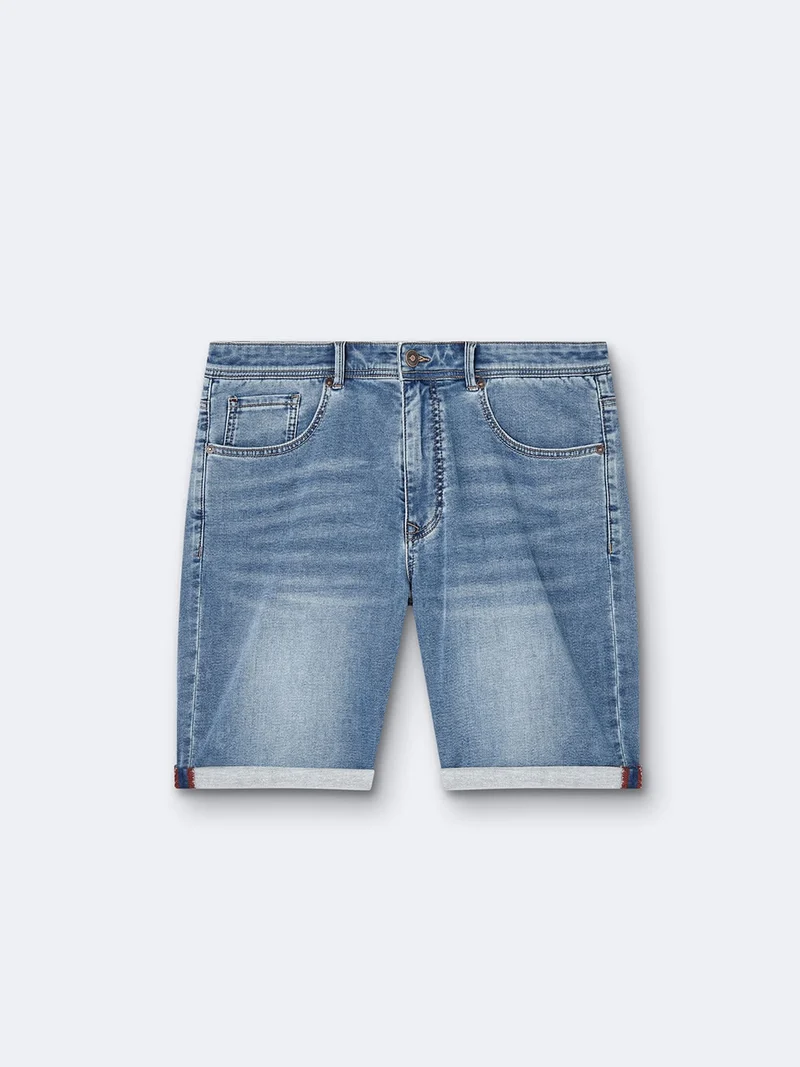 Bermuda en coton mélangé gauffré