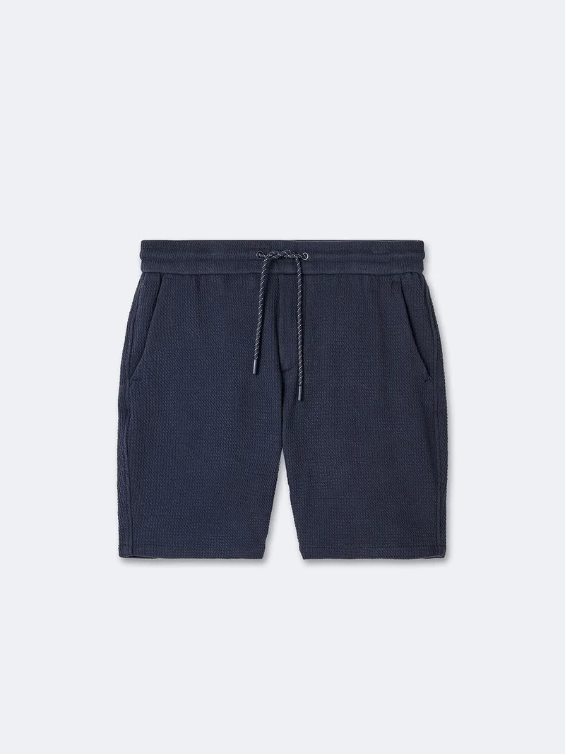 Bermuda en coton mélangé gauffré