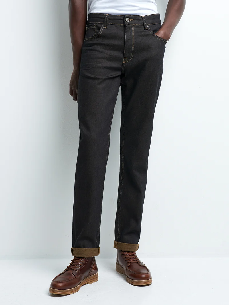 Jean denim regular en coton mélangé