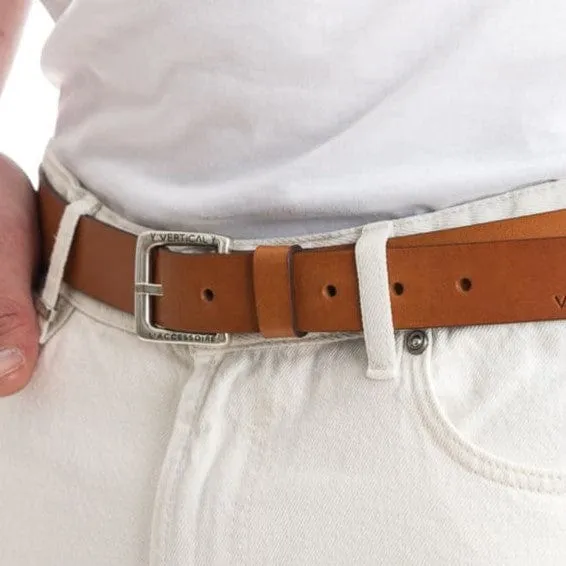 Ceinture cuir véritable camel large