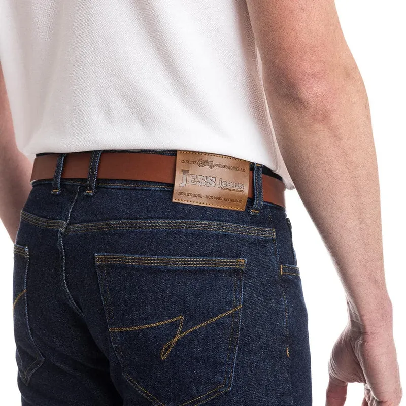 Ceinture cuir véritable cognac large