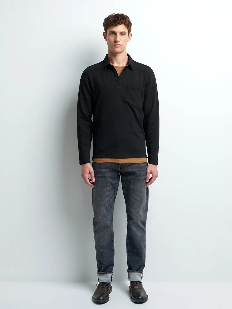 Jean denim regular en coton mélangé