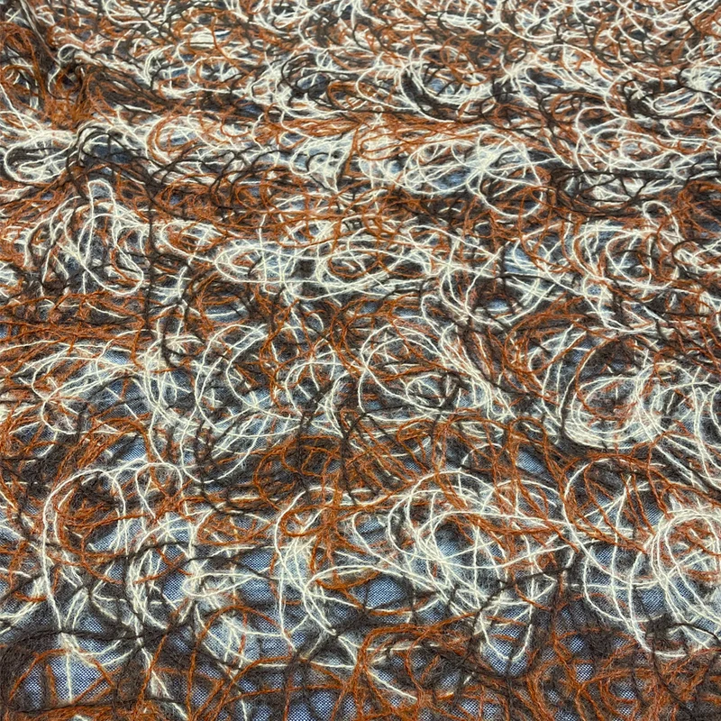 Tissu brodé, Laine Mohair - Filo