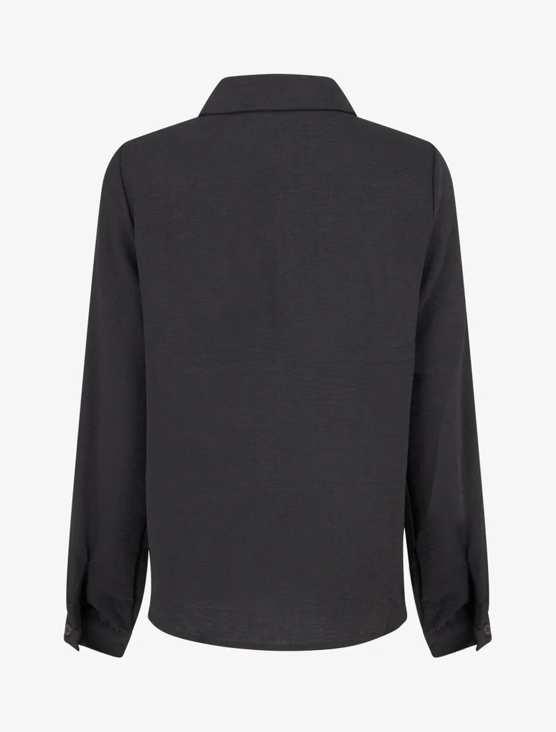 Chemise fluide empiècement dentelle - Noir