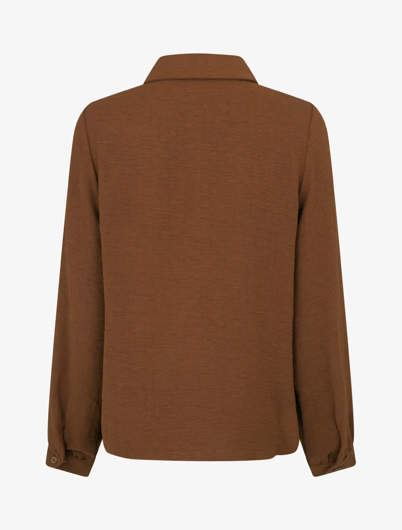 Chemise fluide empiècement dentelle - Camel foncé