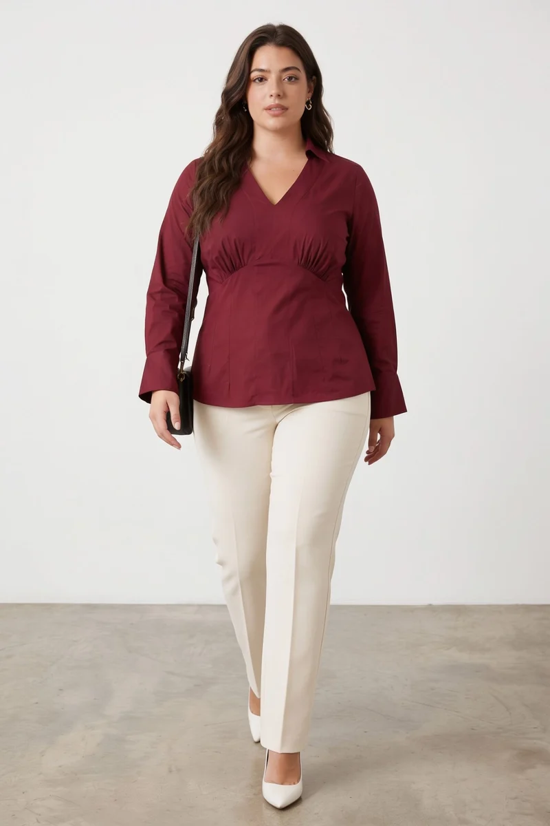 Valer|V-Neck Top With Princes Panel Detailing