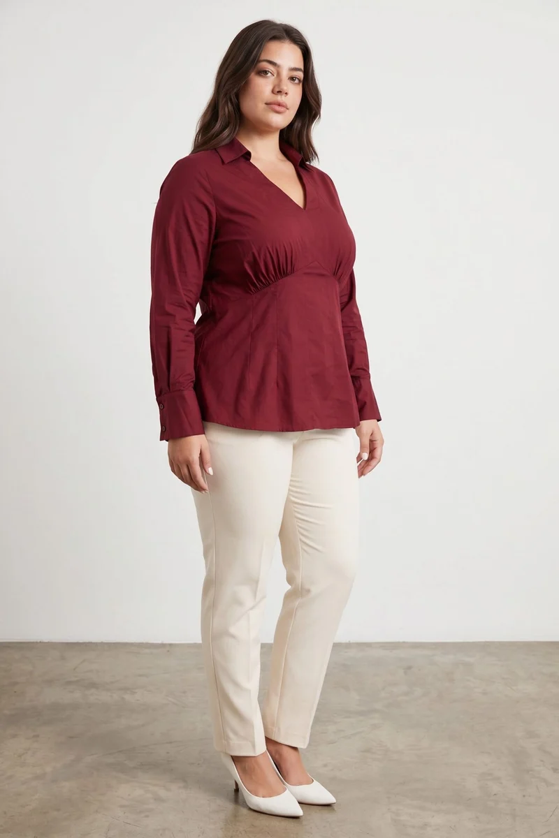 Valer|V-Neck Top With Princes Panel Detailing