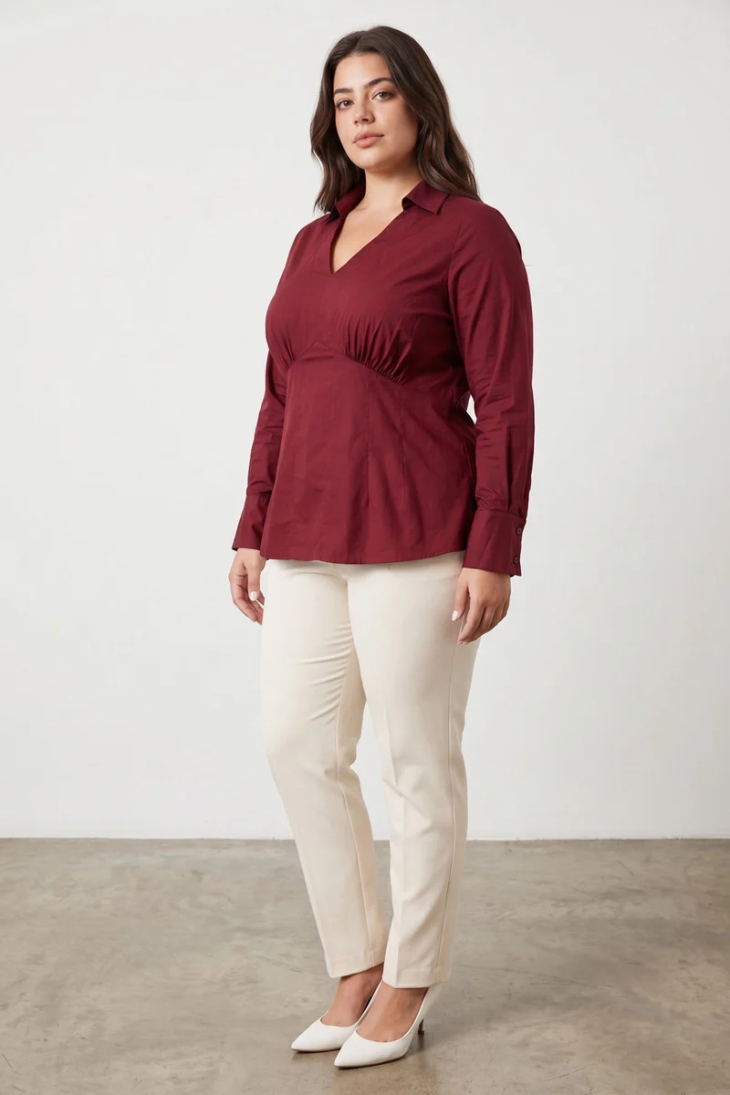 Valer|V-Neck Top With Princes Panel Detailing