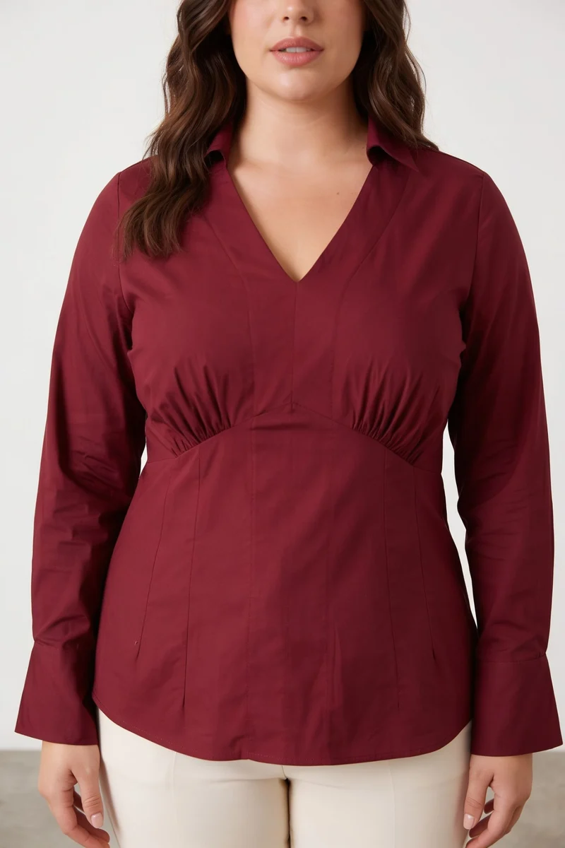 Valer|V-Neck Top With Princes Panel Detailing