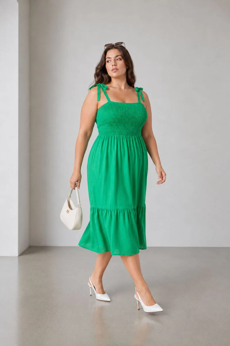 Verdelle|Cotton Smocked Bodice Dress