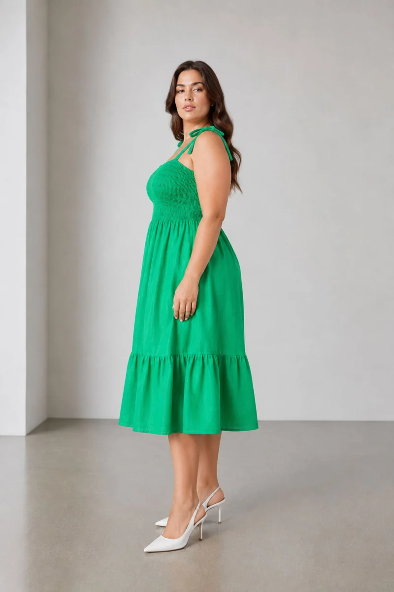 Verdelle|Cotton Smocked Bodice Dress