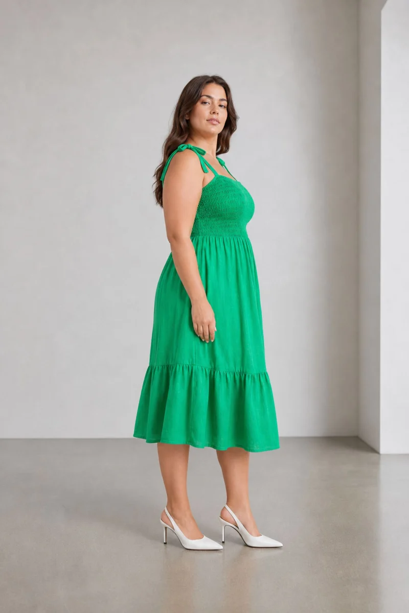 Verdelle|Cotton Smocked Bodice Dress