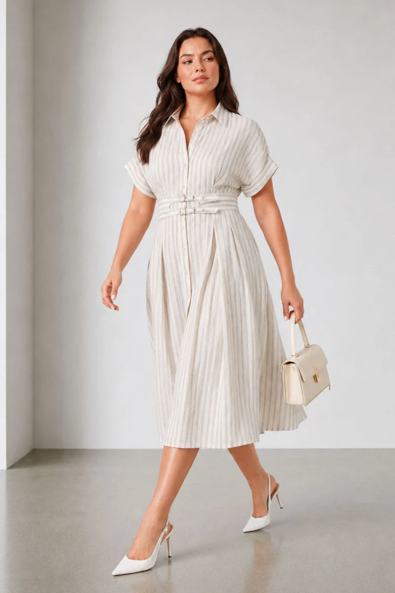 Crispelle|Cotton Double Belted Midi Dress