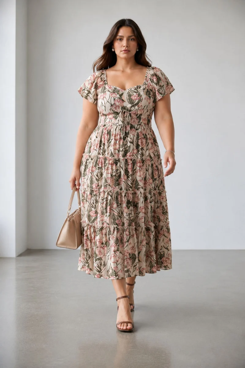 Floriel|Viscose Maxi Tiered Dress