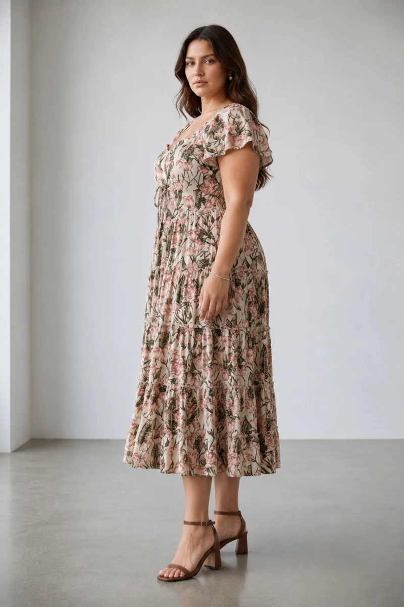 Floriel|Viscose Maxi Tiered Dress