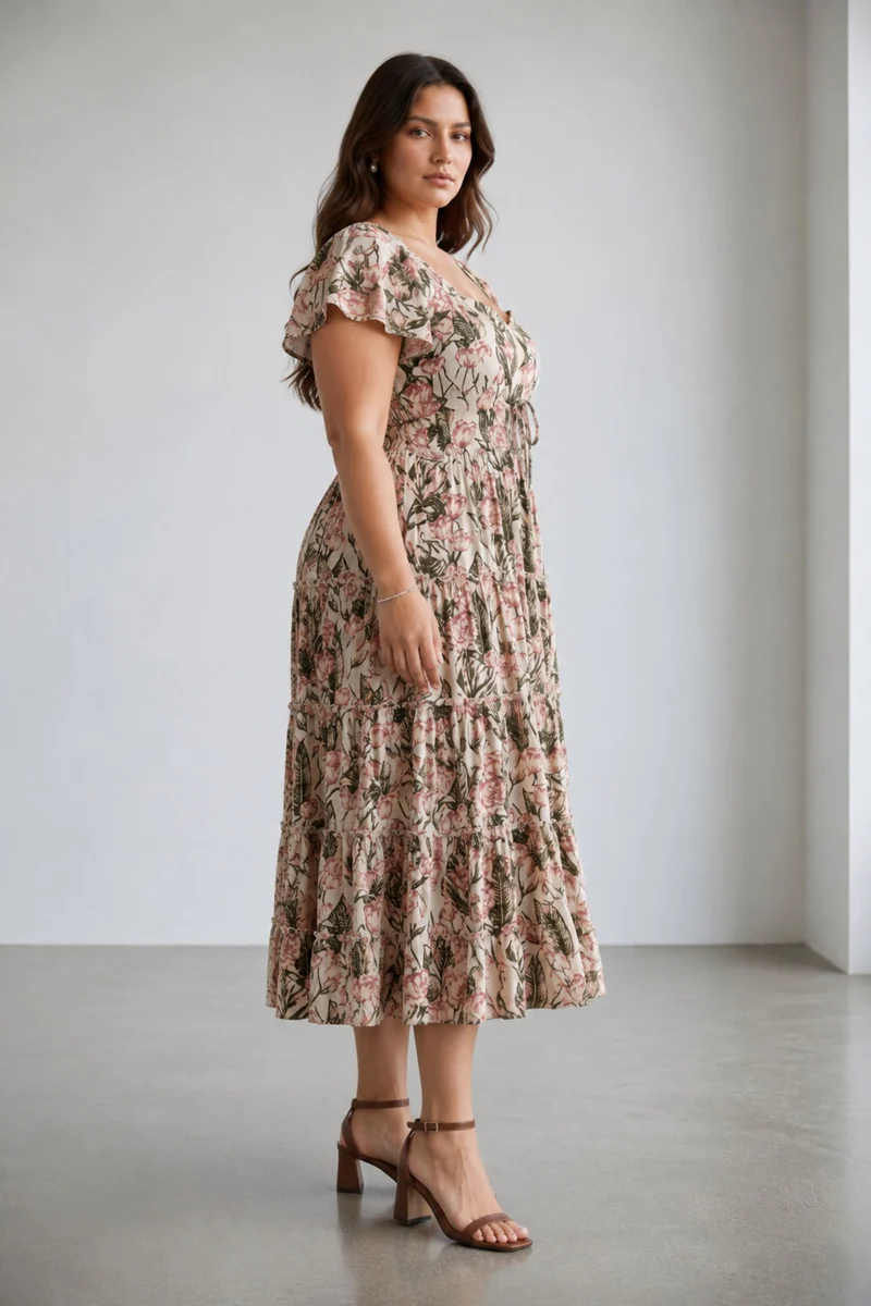Floriel|Viscose Maxi Tiered Dress