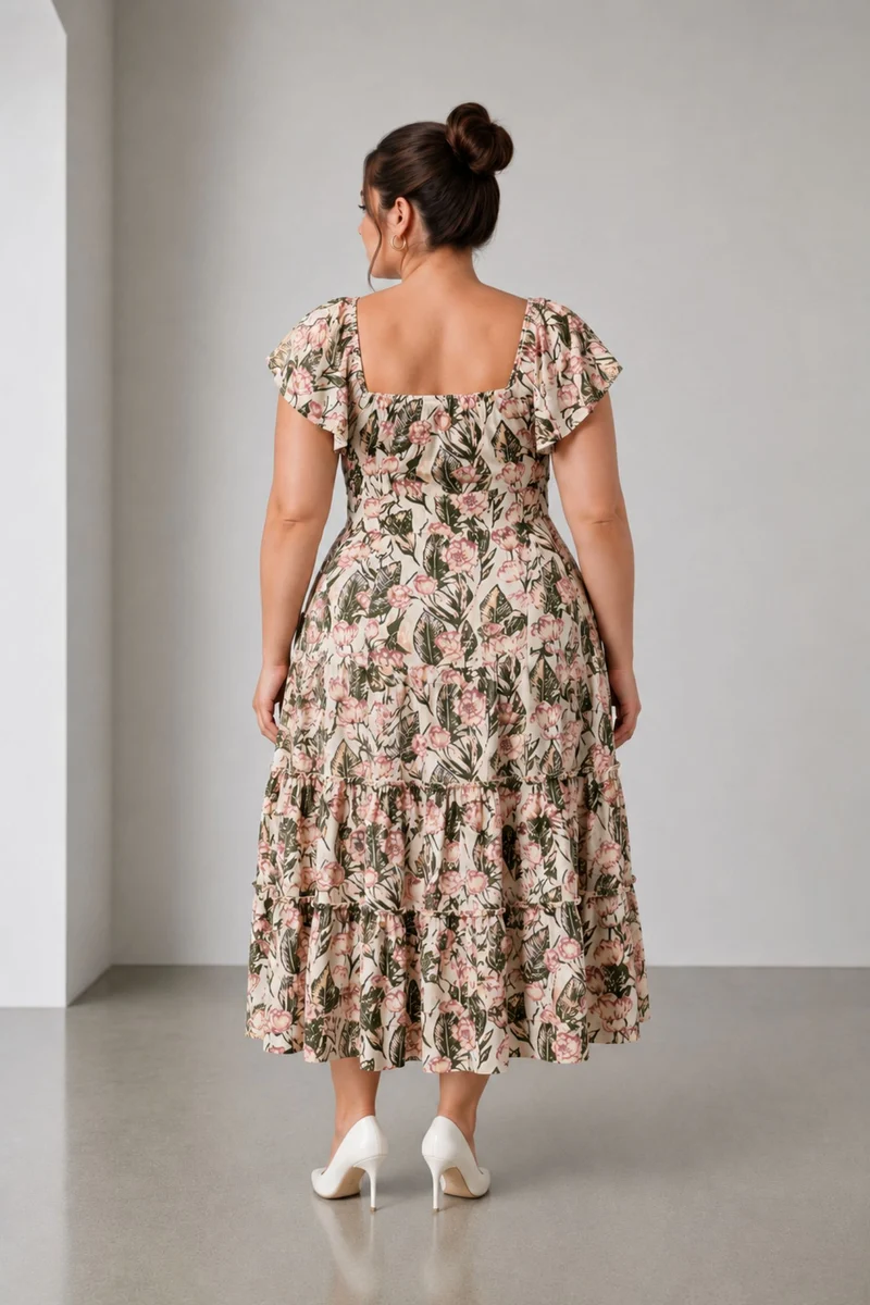 Floriel|Viscose Maxi Tiered Dress