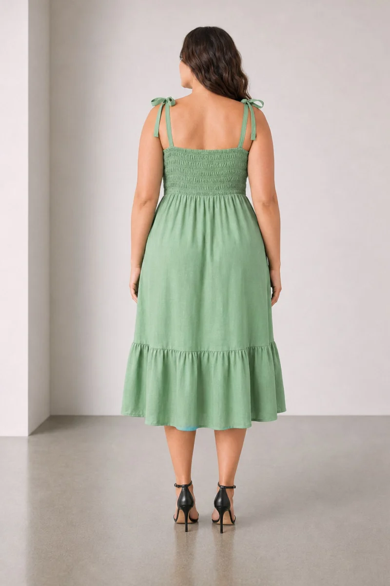 Ilyra|100% Cotton Smocked Bodice Dress