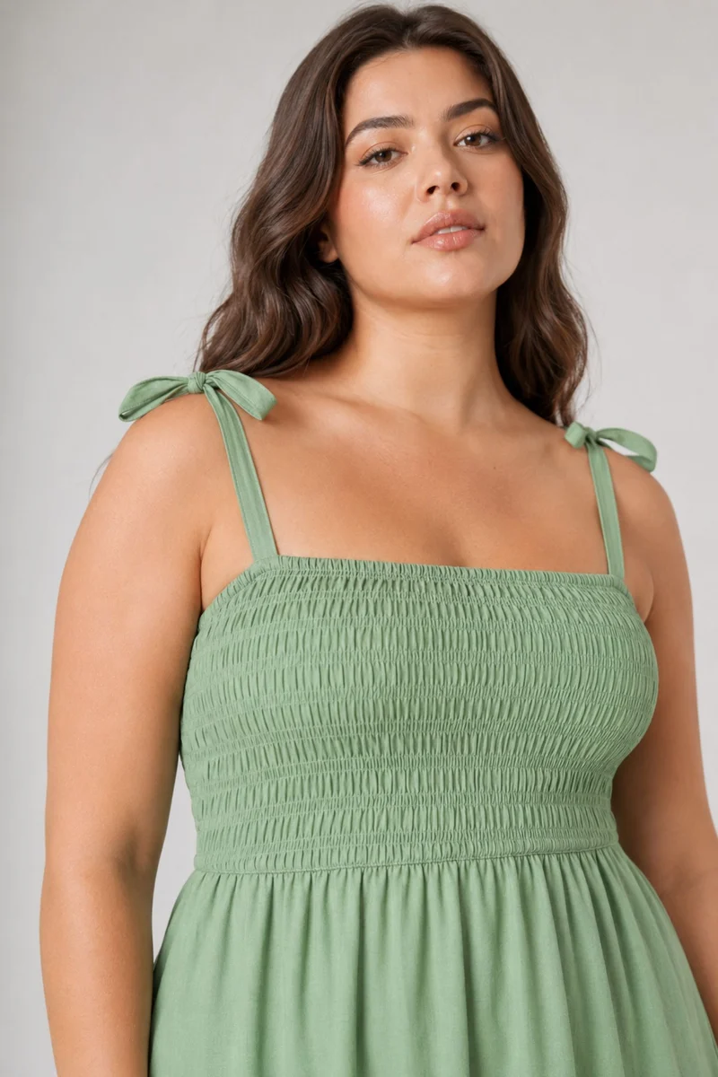 Ilyra|100% Cotton Smocked Bodice Dress