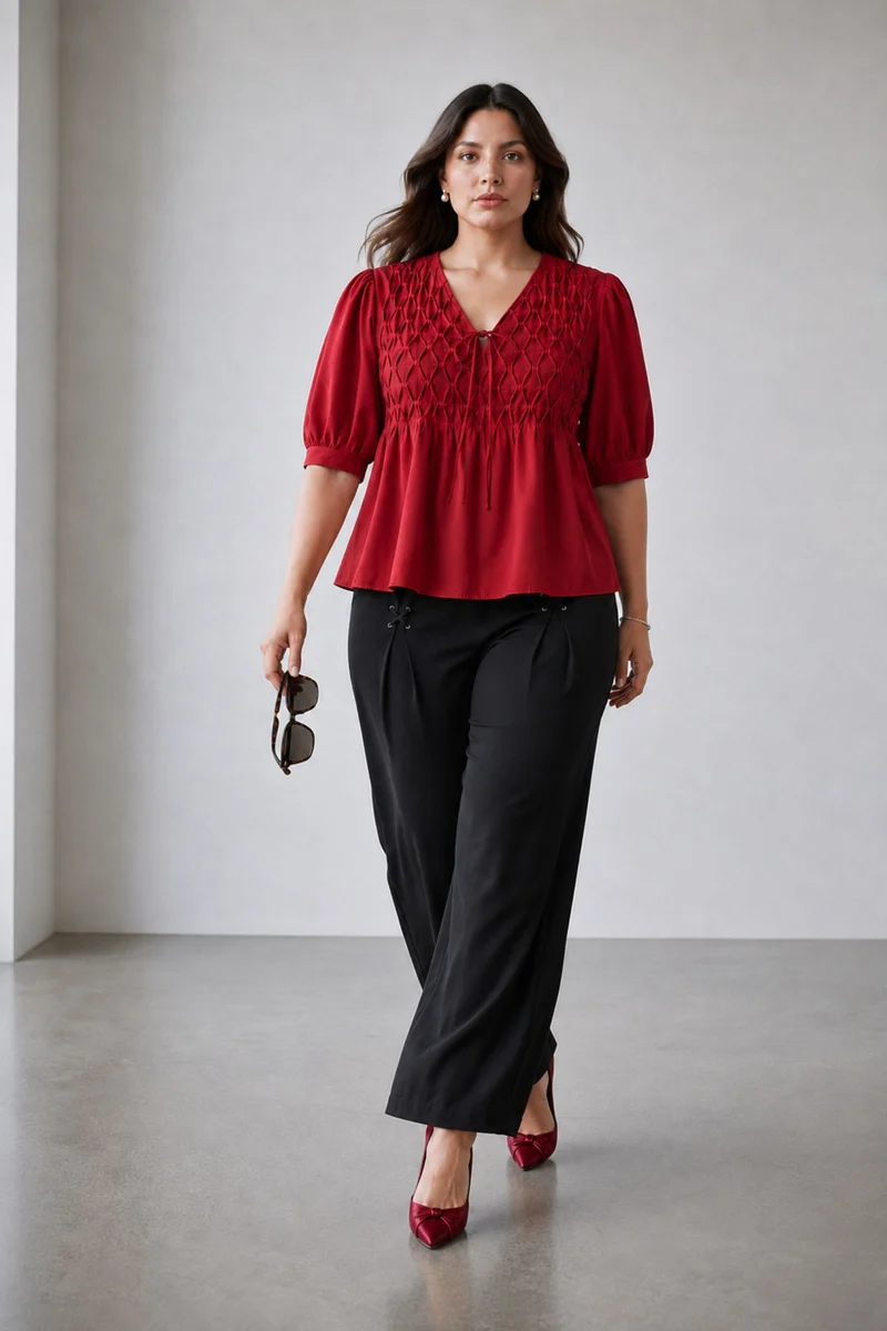 Kalina|100% Cotton Pintuck Top